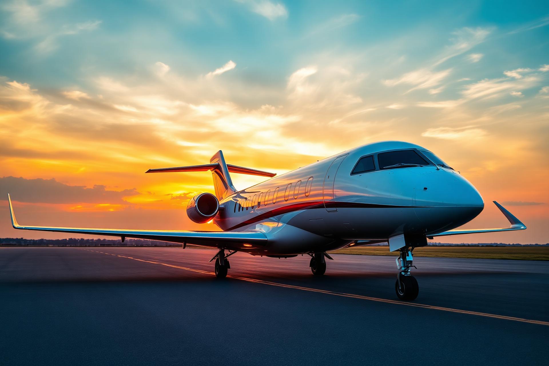 Private jet at golden hour
